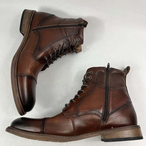 Moretti Black Label Mens Alan Cap Toe Boots Size 13D Cognac Brown Side Zipper main image 7